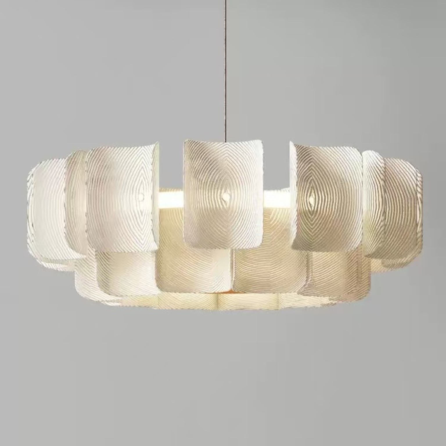 Textured Panel Ring Pendant Light 016