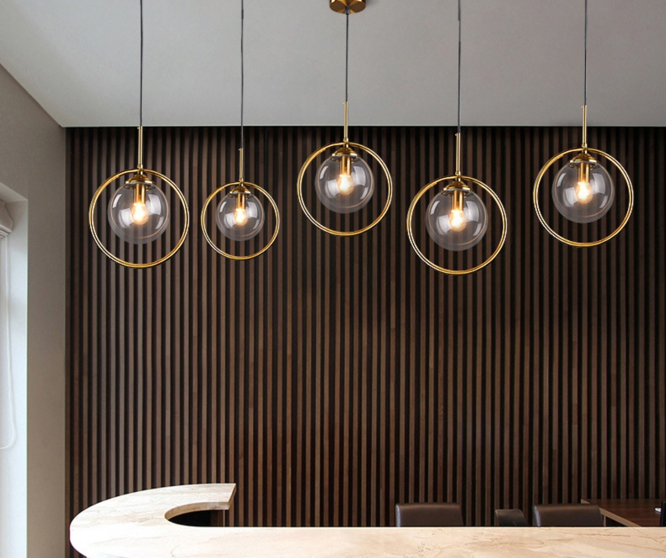 Ribbed Globe Pendant Light 082